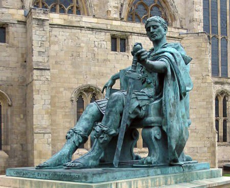 Bronze statue of Constantine I in York, England, near the spot where he was proclaimed Augustus in 306